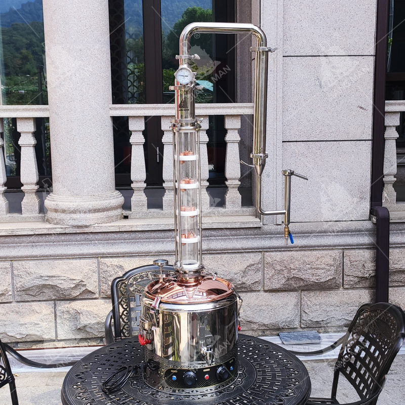 [JiangMan]-Popular Design Home Alcohol Distiller 50L 100L 150L 200L 4'' 6'' Copper Bubble Plate Glass Distillation Column  Still