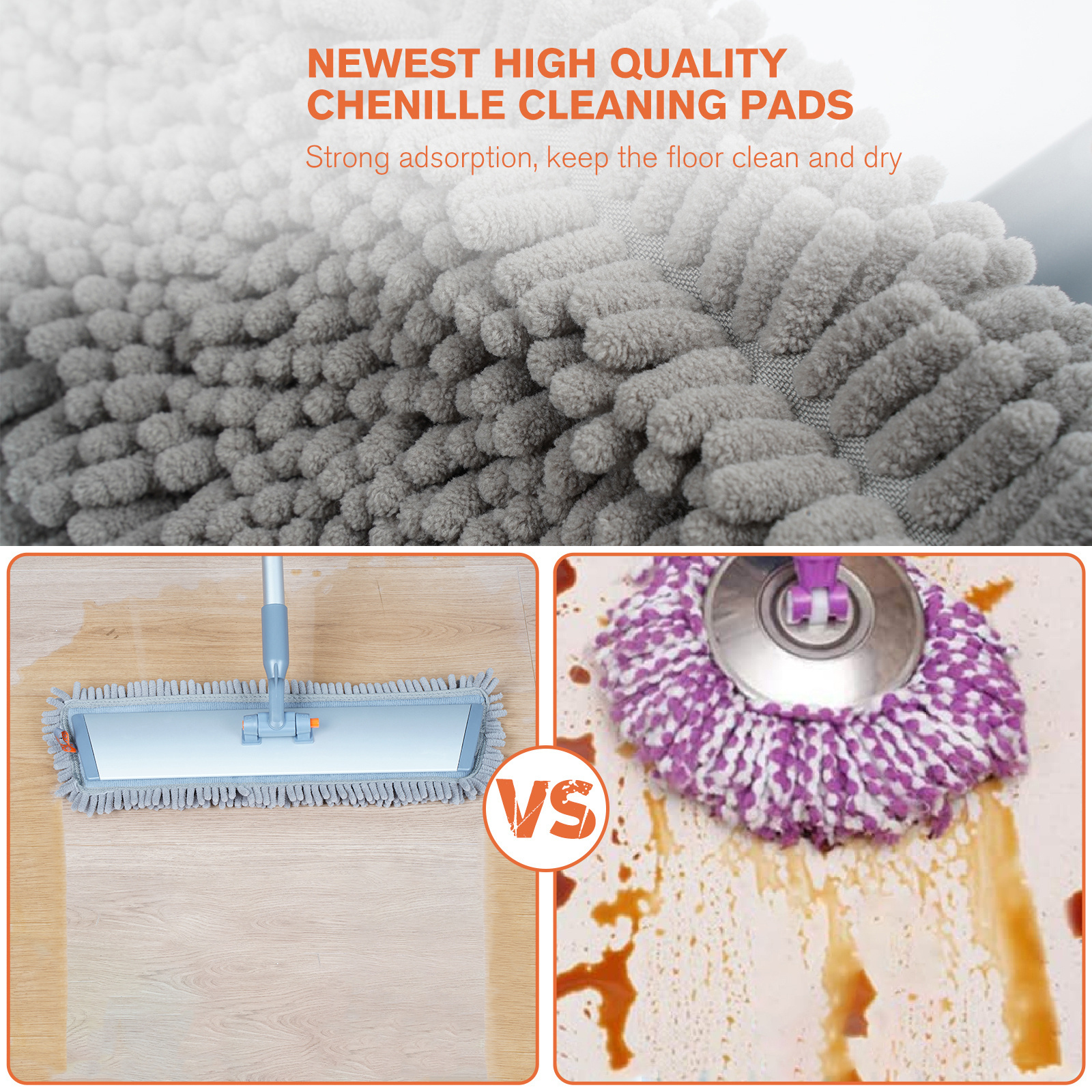 stainless steel cotton head dust square house cloth aluminium microfiber mops cleaning floor flat mop