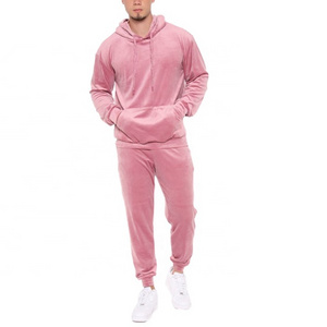 BILLIONS OEM premium men velour tracksuit unisex pink blank velour tracksuit