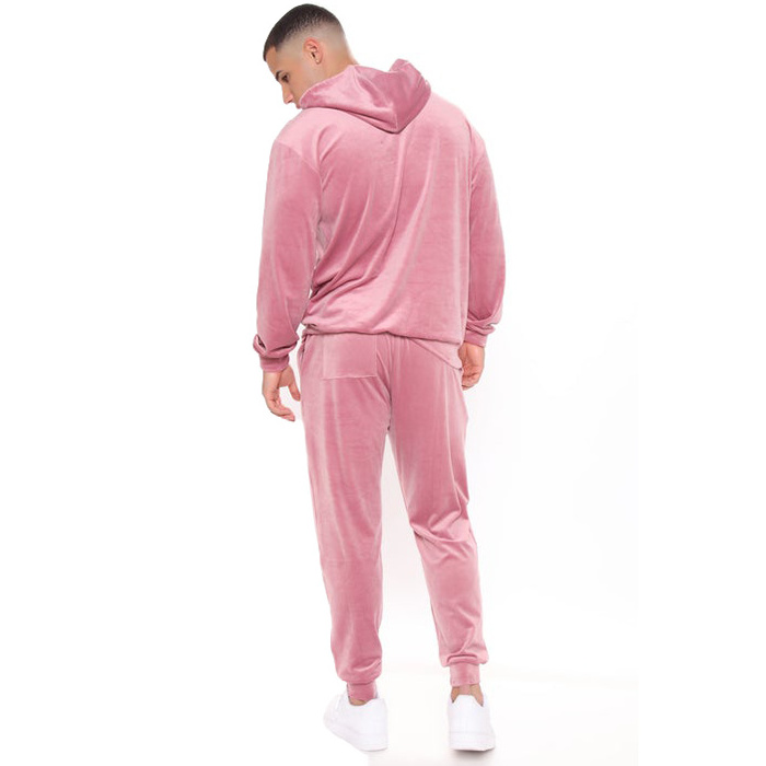 BILLIONS OEM premium men velour tracksuit unisex pink blank velour tracksuit