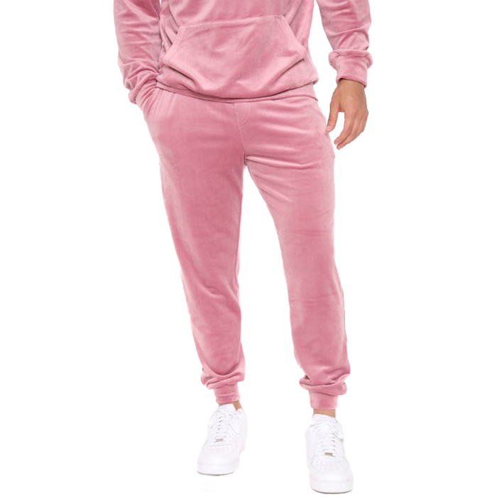 BILLIONS OEM premium men velour tracksuit unisex pink blank velour tracksuit