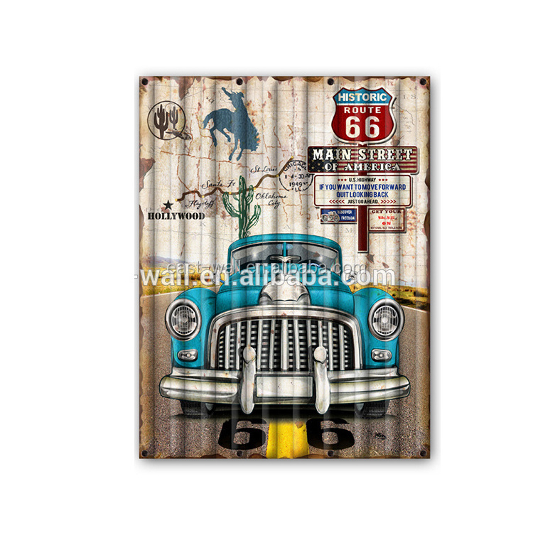 Handmade Car Printed Wall Hanging Vintage Metal Signs