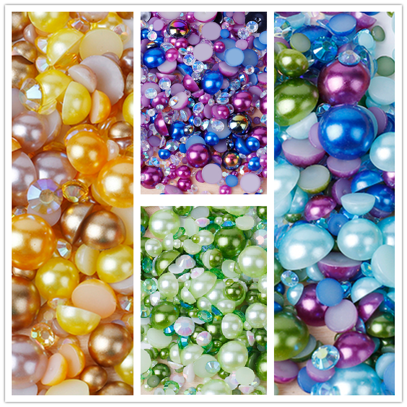 Wholesale Best Quality Mix Size ABS Half Round Beads Flatback Pearls For Jewelry Making DIY