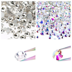 Wholesale Crystals SS3-SS50 White AB Flat Back Crystal Rhinestones Bulk Strass Glue On Non Hotfix Stones For Nail Art