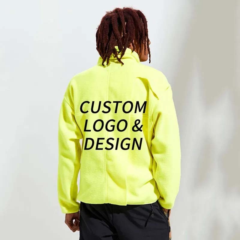 OEM Custom Oversized Extended Collar Pullover Winter Fleece Patch Pocket Polar fleece Jacket