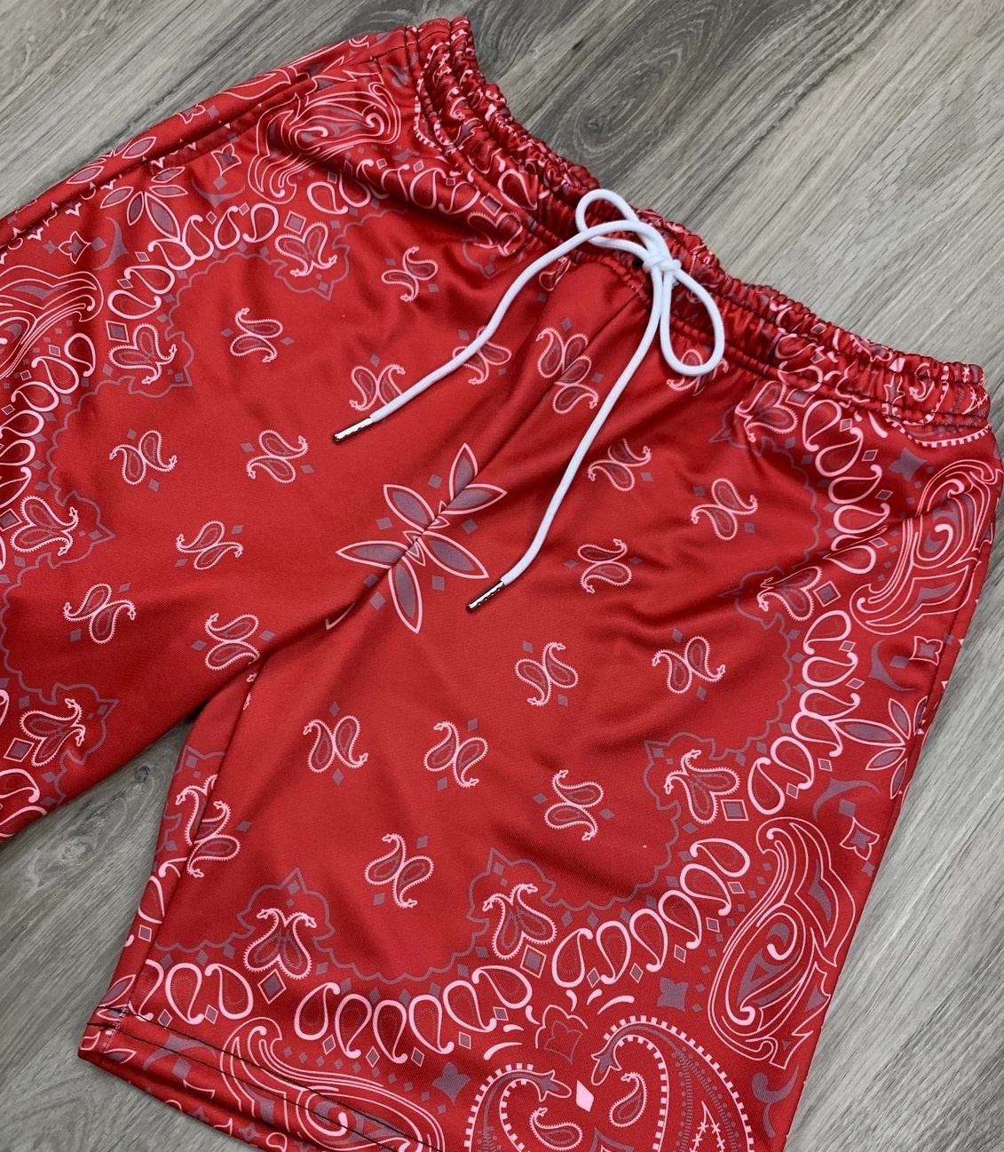 Top Trendy Custom Red Bandana Shorts Allover Printed Men's Short