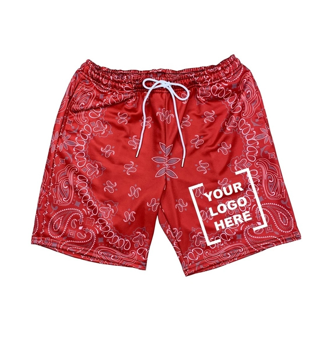 Top Trendy Custom Red Bandana Shorts Allover Printed Men's Short