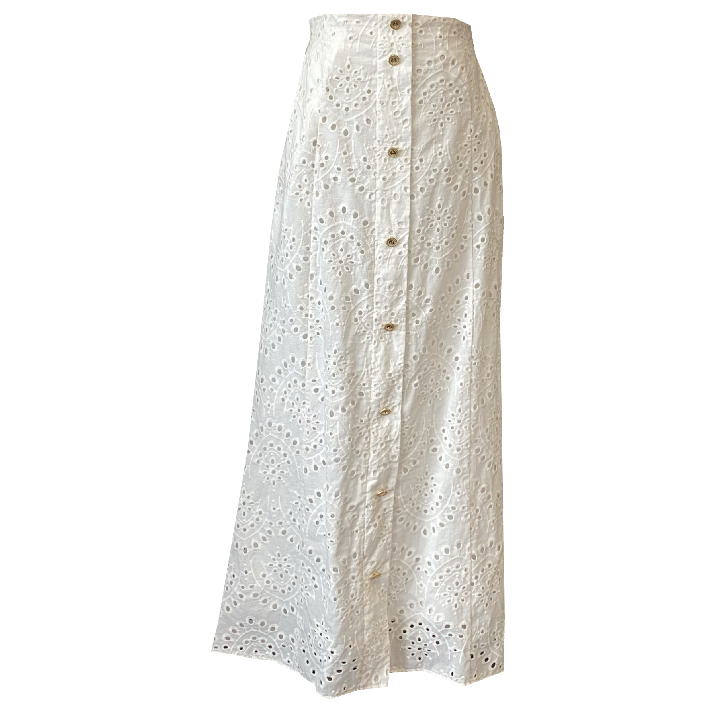 Women Long Length Elegant Skirt Buttons up Embroidery Casual Fashion Long Skirt for Women