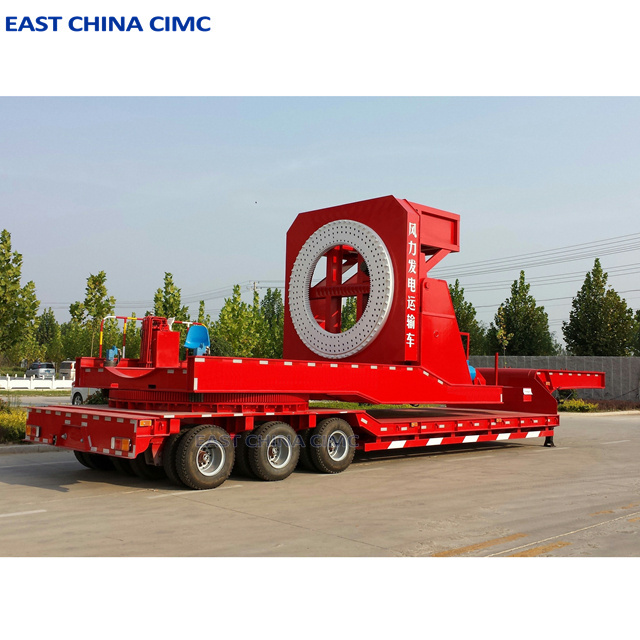 Tri Axles 12 Wheels 100 Tons 18m Long Hydraulic Wind Turbine Blade Truck Trailer