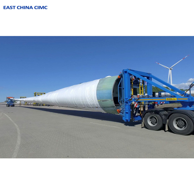 Tri Axles 12 Wheels 100 Tons 18m Long Hydraulic Wind Turbine Blade Truck Trailer