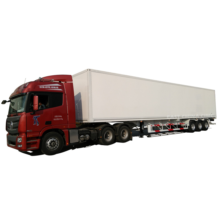 3 Axles 40ft Container Dry Bulk Cargo Enclosed Box Truck Trailer For Vegetables 40Tons 5Tons Container Box Trailer FRP Plate