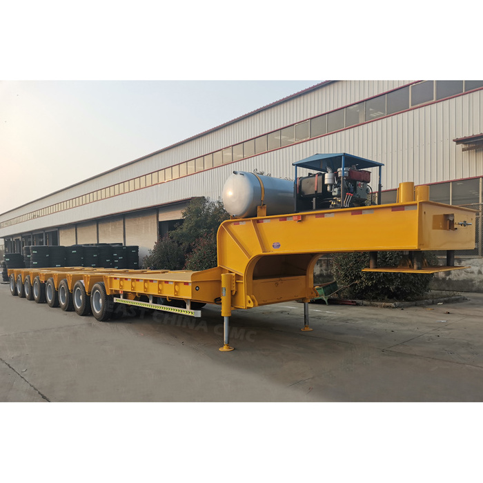 16 Axles In 8 Lines Heavy Duty Low Bed Loader Truck Trailer 180Tons 200Tons Extendable Modular Low Bed Flatbed Trailer