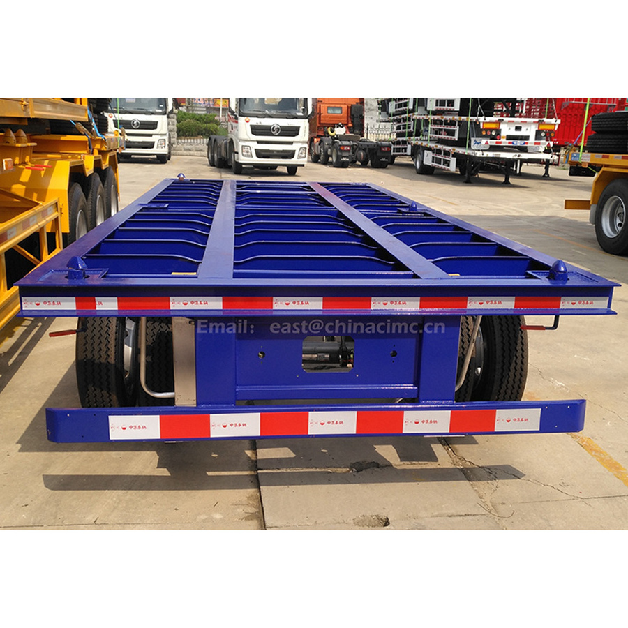 2 Axles 10Tons 20Tons Luggage Chassis Truck Trailer For Airport 20ft 40ft Container Chassis Luggage Flatbed Trailer