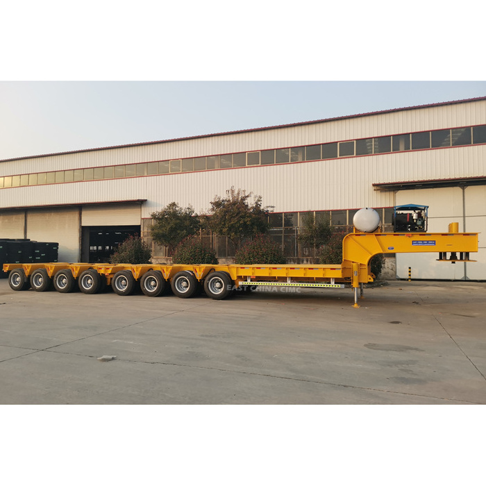 16 Axles In 8 Lines Heavy Duty Low Bed Loader Truck Trailer 180Tons 200Tons Extendable Modular Low Bed Flatbed Trailer