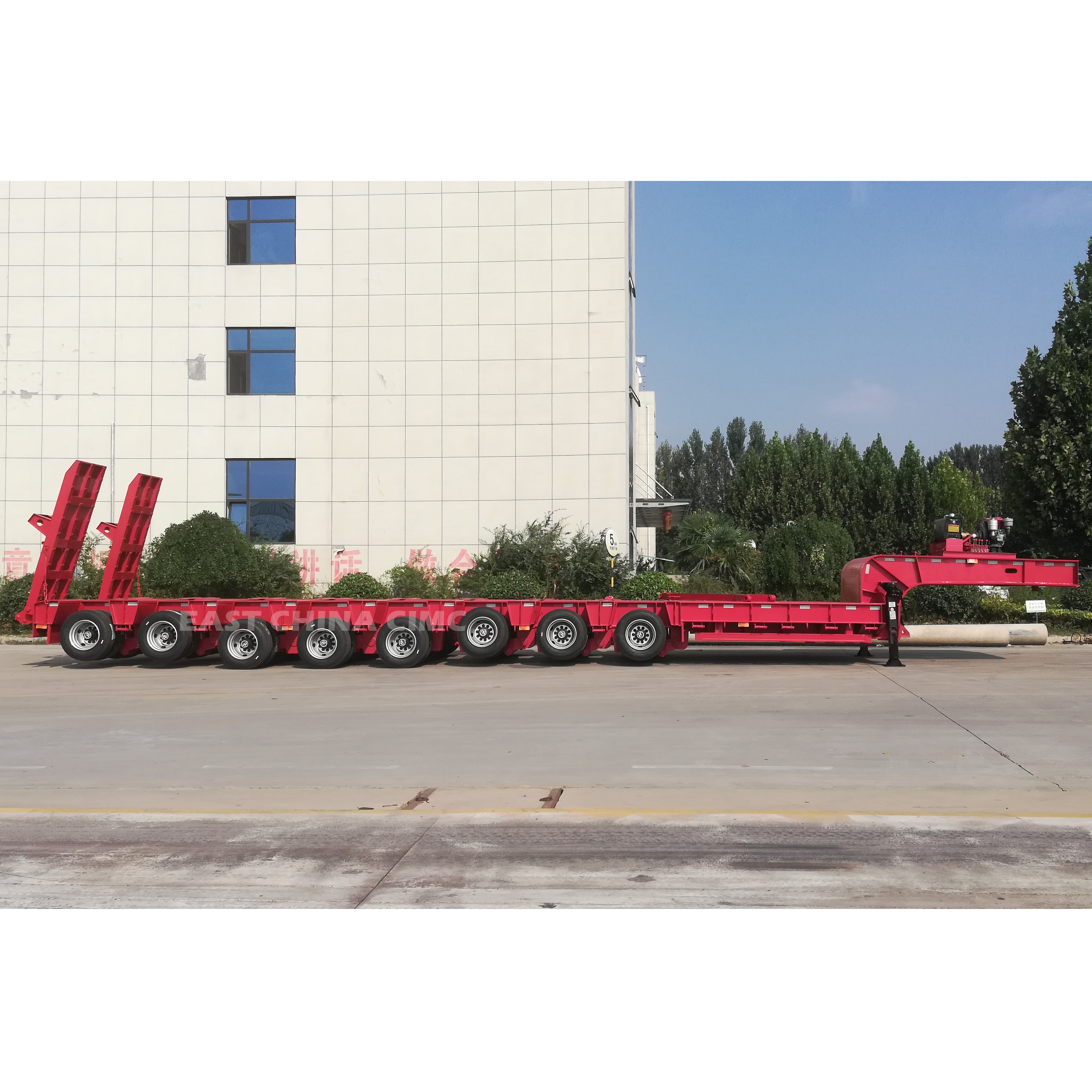 16 Axles In 8 Lines Heavy Duty Low Bed Loader Truck Trailer 180Tons 200Tons Extendable Modular Low Bed Flatbed Trailer