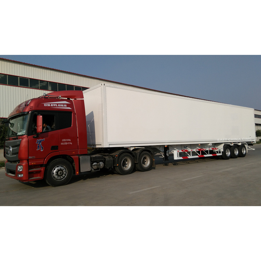 3 Axles 40ft Container Dry Bulk Cargo Enclosed Box Truck Trailer For Vegetables 40Tons 5Tons Container Box Trailer FRP Plate