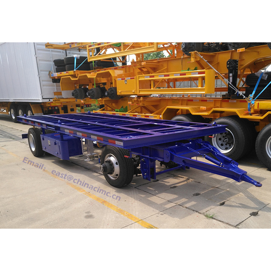 2 Axles 10Tons 20Tons Luggage Chassis Truck Trailer For Airport 20ft 40ft Container Chassis Luggage Flatbed Trailer