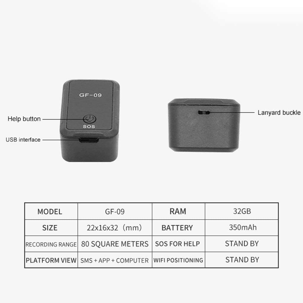 GF-09 Remote Listening Mini Vehicle GPS Tracker Real Time Tracking Device WiFi+LBS+AGPS Locator APP Mic Voice Control