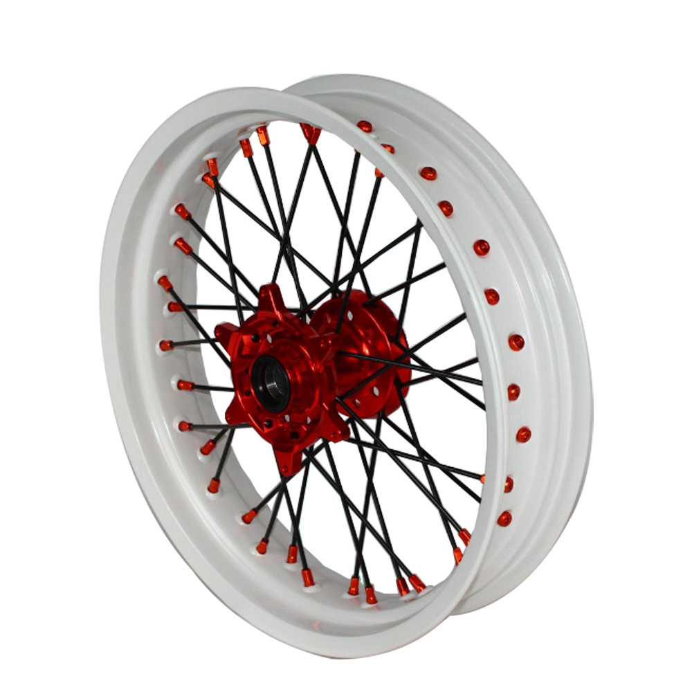 MOQ 1set white rim supermoto wheels dirt bike moto supermotard motorcycle alloy wheel