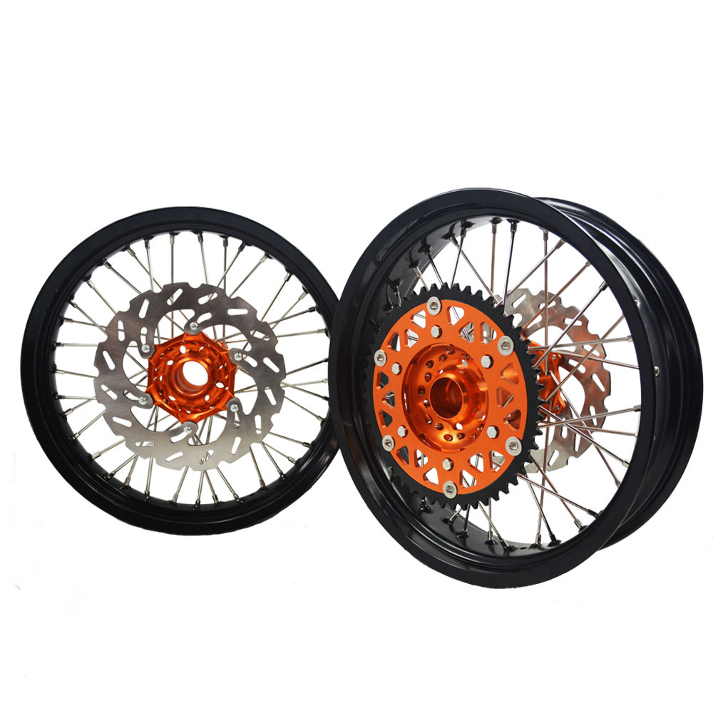 MOQ 1set 17 Racing Supermoto Motorcycle Wheels pit bike motard wheels SXF250 350 for KTM