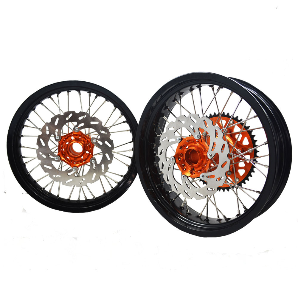 MOQ 1set 17 Racing Supermoto Motorcycle Wheels pit bike motard wheels SXF250 350 for KTM