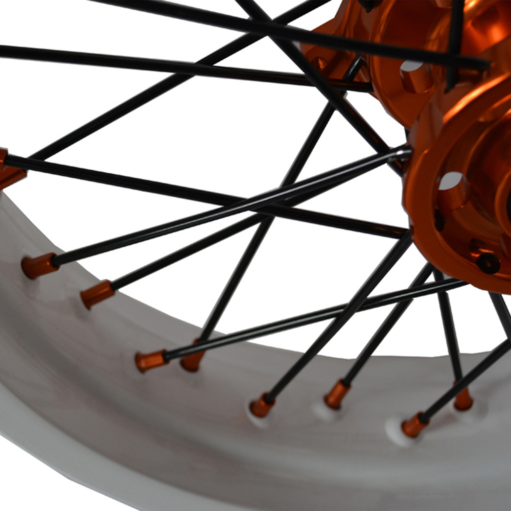 Custom White rim Orange Hub with Black Spokes EXC 125 250 450 Super Motard Wheels For KTM