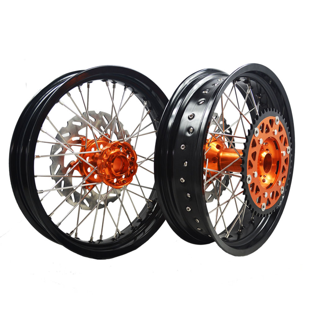 MOQ 1set 17 Racing Supermoto Motorcycle Wheels pit bike motard wheels SXF250 350 for KTM