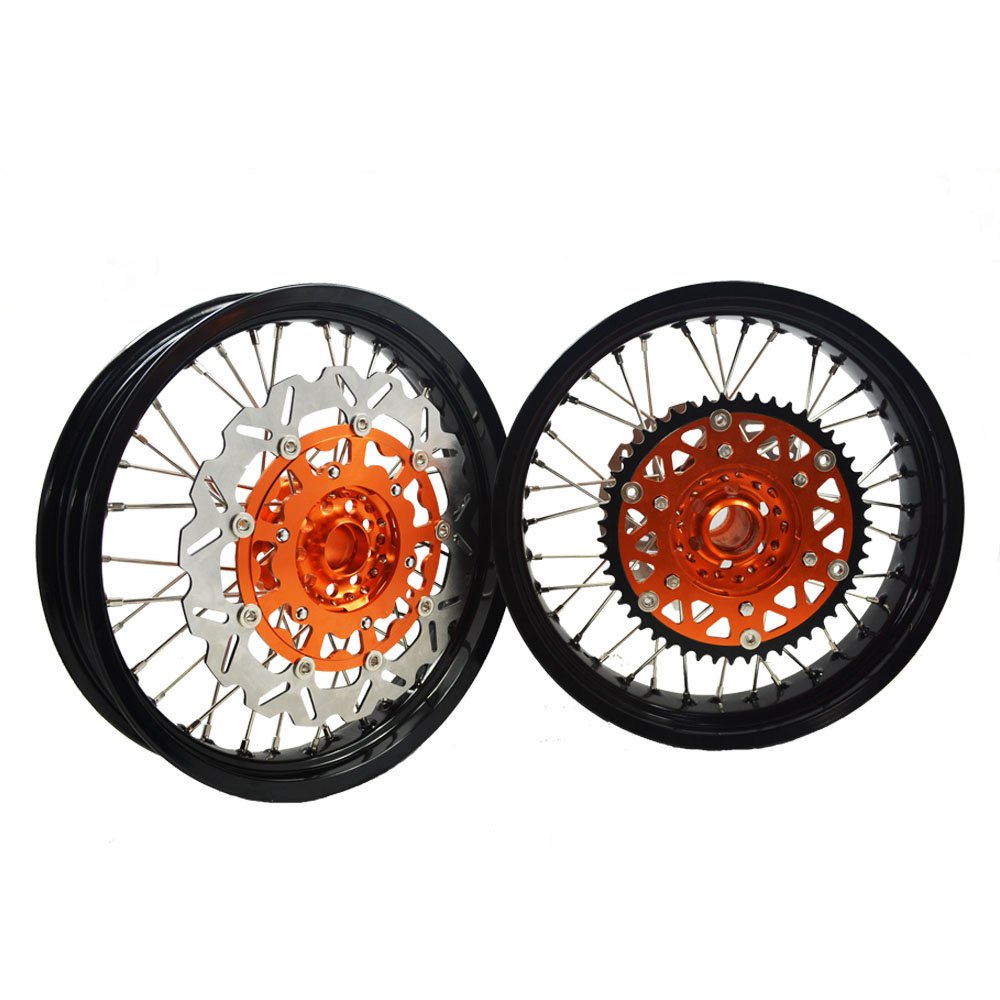 17 Inch 36 Spokes Anodization Aluminum Alloy Motorcycle Wheels Supermoto Wheels For KTM  EXC SXF SX 250 300 450