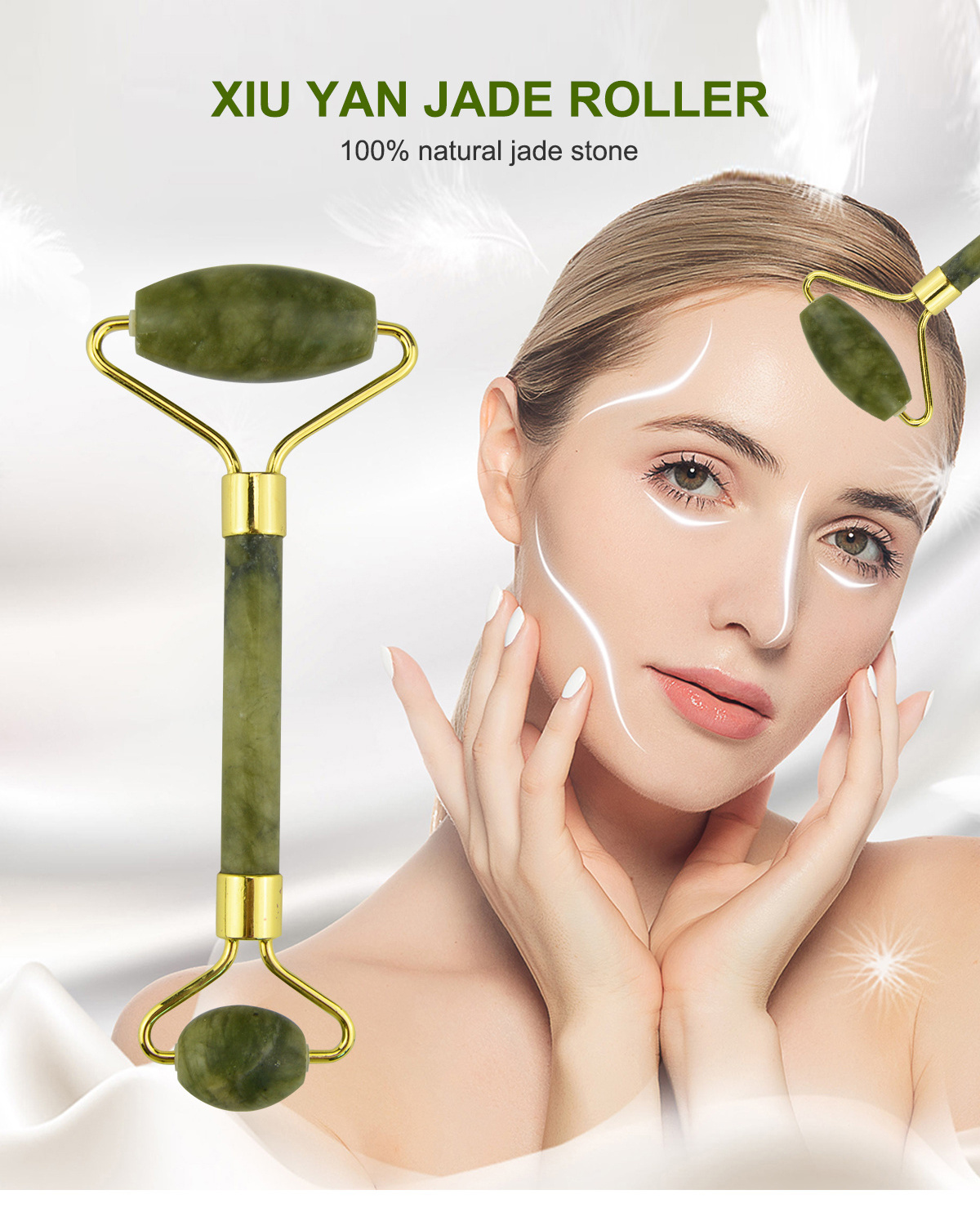 Skin Care crystal jade roller gua sha set facial massage beauty face jade roller