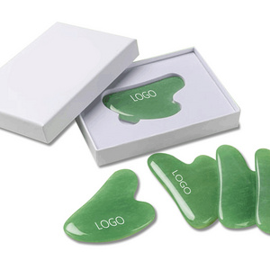 Factory Oem Skin Massager Nature Heart Stone Face Guasha Green Jade Guasha Scraping Massage Tool