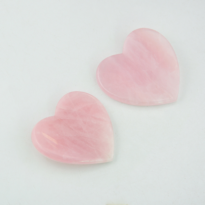 3D Heart Shape Rose Quartz Guasha Tools