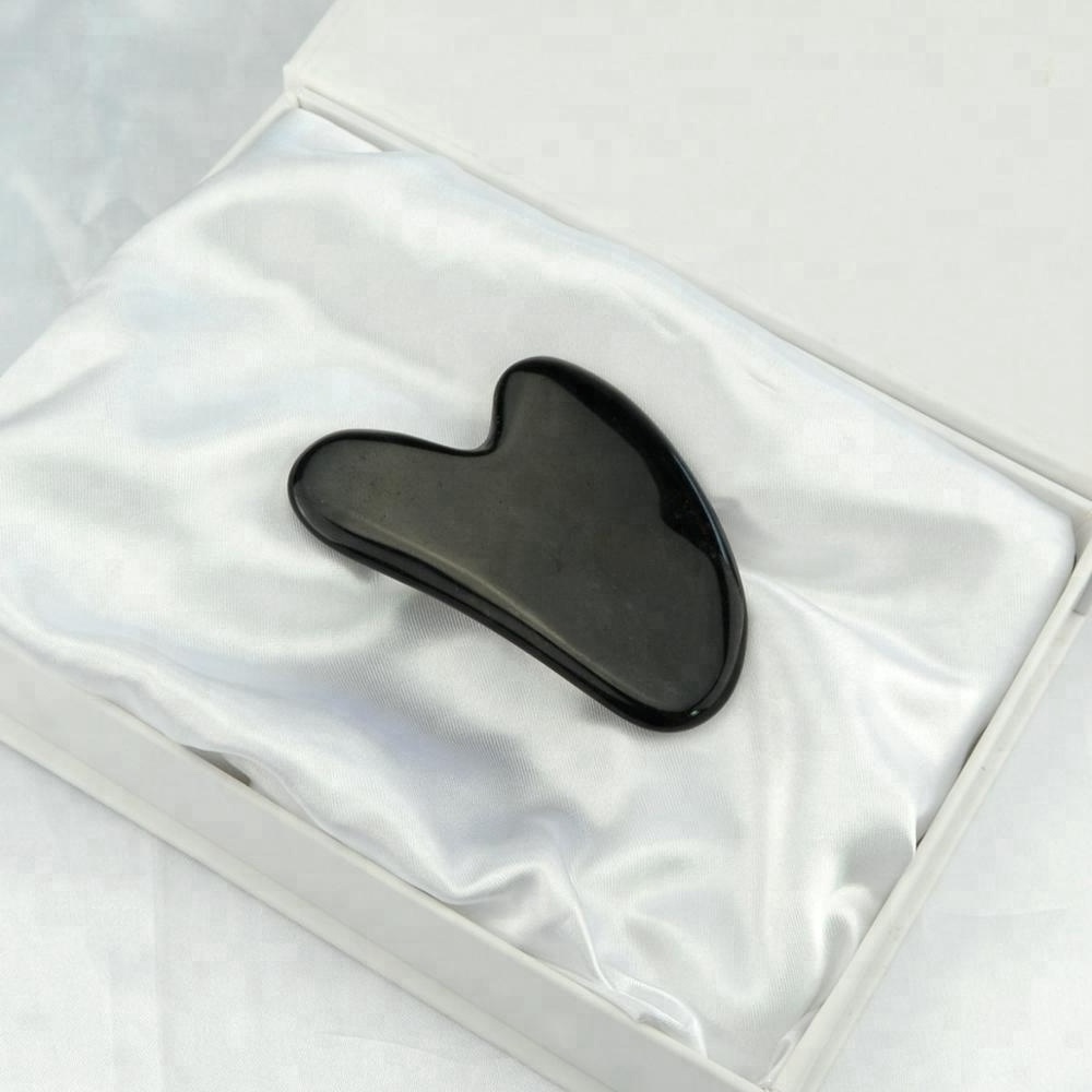 Factory Oem Skin Massager Nature Heart Stone Face Guasha Green Jade Guasha Scraping Massage Tool