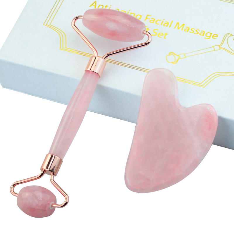 Beauty Products Gemstone Rose Quartz Roller Natural Jade Massager Rose Quartz Facial Massage Roller