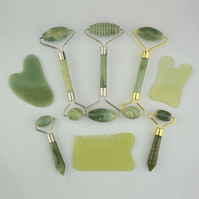 Skin Care crystal jade roller gua sha set facial massage beauty face jade roller