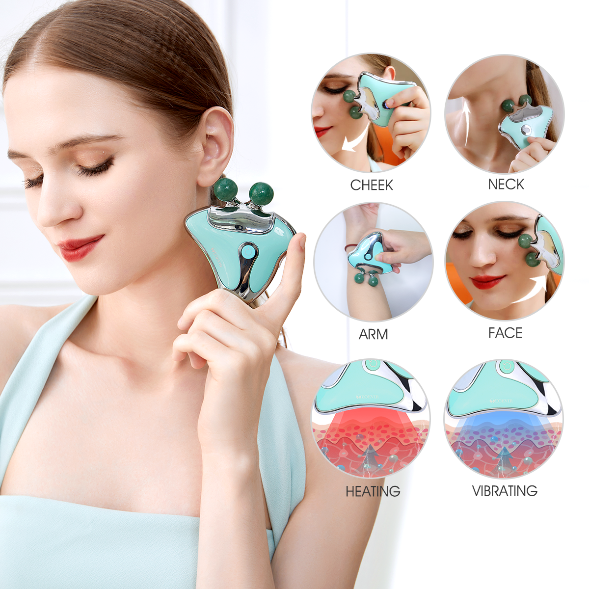 Red light skin care products portable electric facial beauty massage gua sha tool