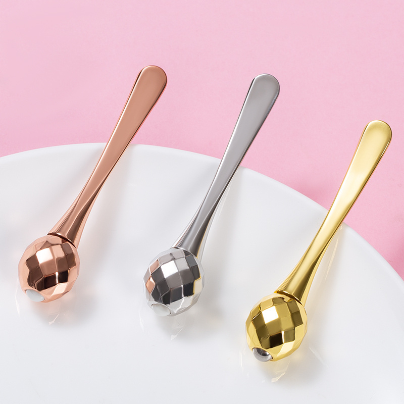 Custom metal zinc stainless steel ceramics cosmetic spoon plastic silicon eye cream stick spoon cosmetics spatula