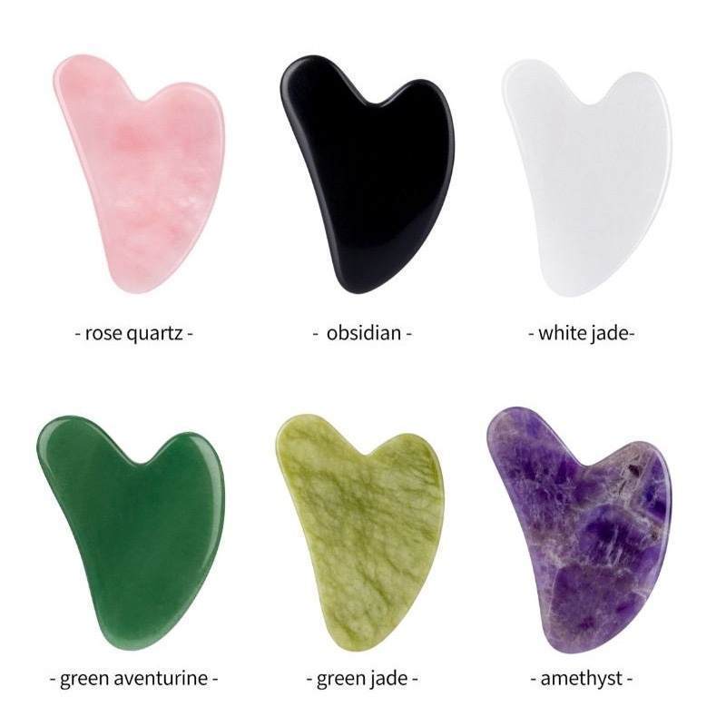 Body Rose Quartz Jade GuaSha Stone Scraping Massage Board Tool Set gua sha stone