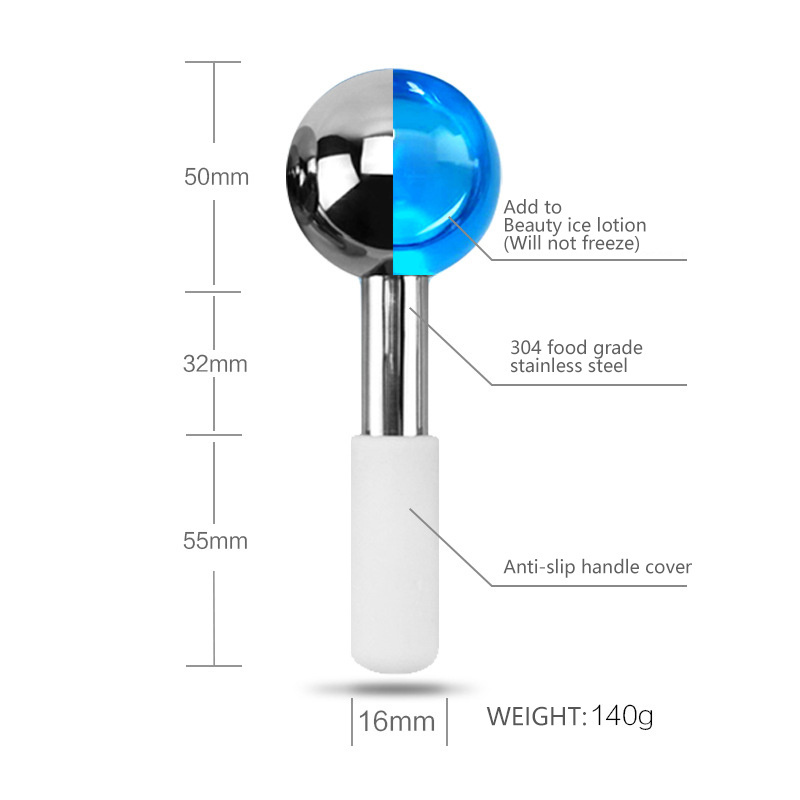 Beauty Facial Ice Roller Cooling Globe Massage Ball Stainless Steel Facial Ice Globes for Face