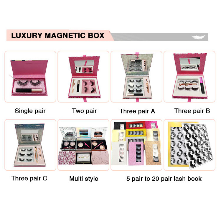 Wholesale glamnetic 5d mink magnetic eyelash with eyeliner private label false eyelash magnetic set kit 3 pairs