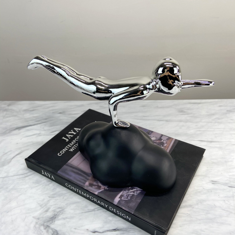 Modern simple european-style silver flying figures decoration model housing sales office study living room decoration