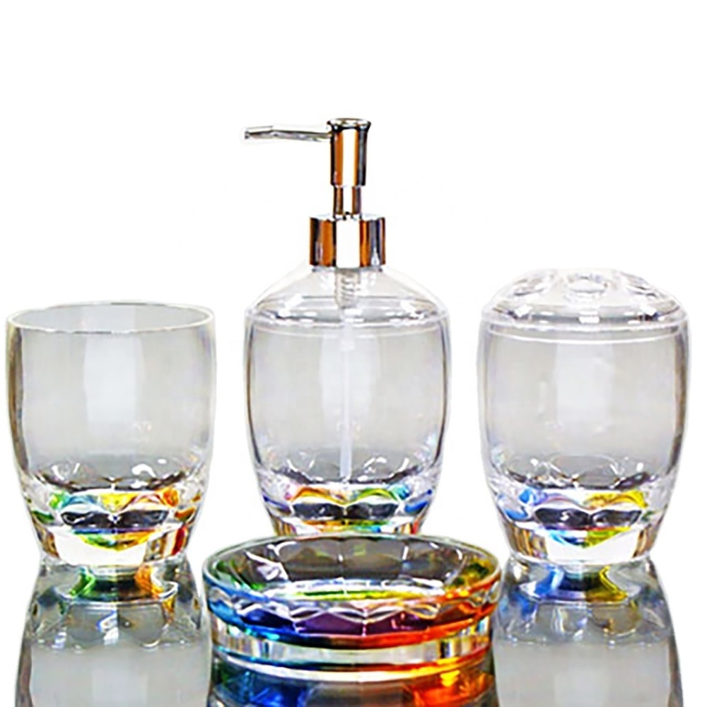 4pcs Plastic Acrylic bathroom accessory set