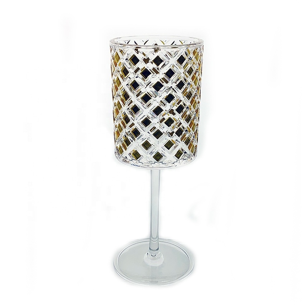 15oz BPA free Plastic Tritan Embossed wine glass