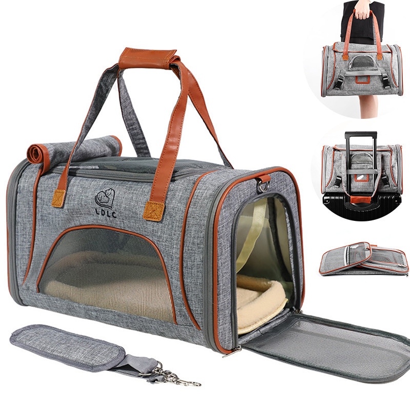 Foldable Luxury Airline Approved Cat Pet Carrier Under Seat Dog Carrier Bag Pet Carrier