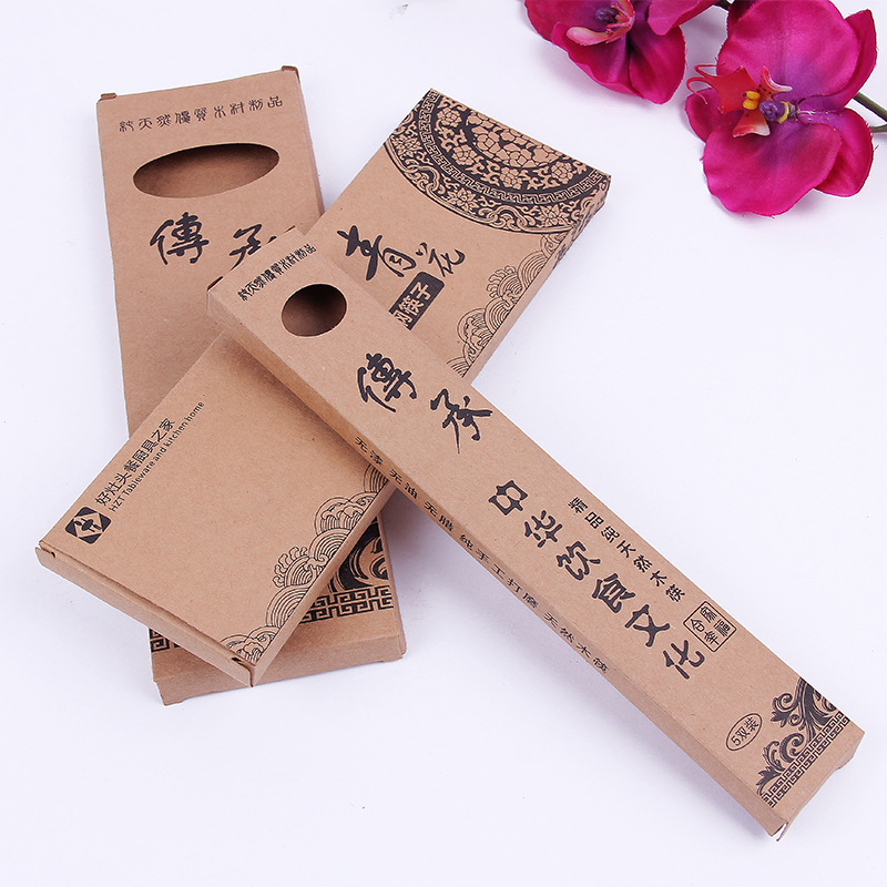 Wholesale recyclable print black kraft paper box pack wooden chopsticks candle soap fold paper box with custom logo