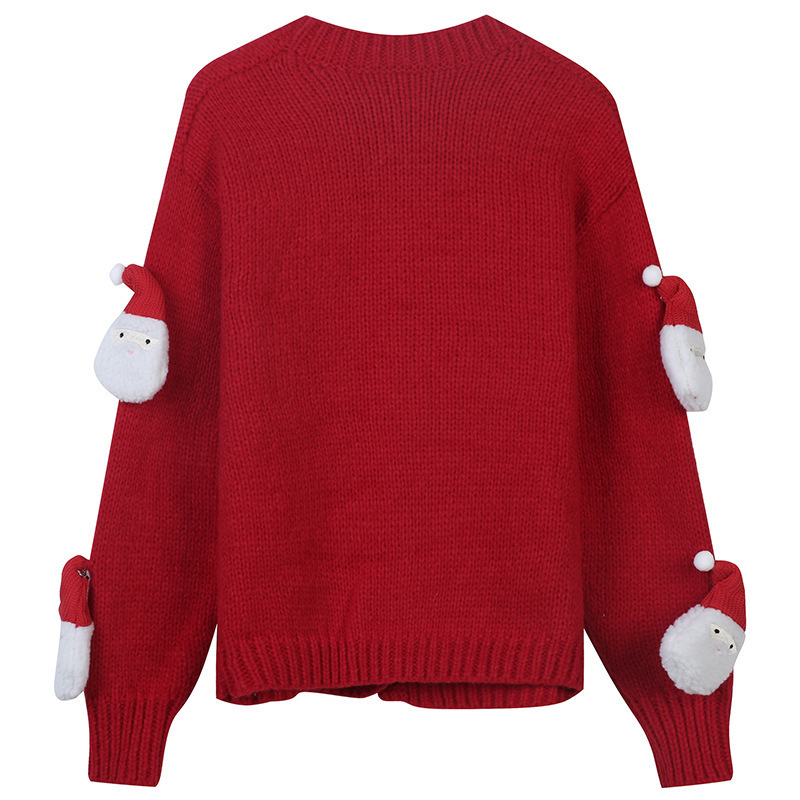 Custom Winter Crew Neck Cropped Tops Plus Size Cardigan Women'S Oversized Christmas Sweaters