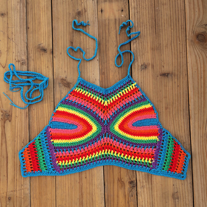 Custom Swimwear Beach Top Tank Crochet Vest Womens Bikini Top Crochet Swimsuits Bikini Sweater