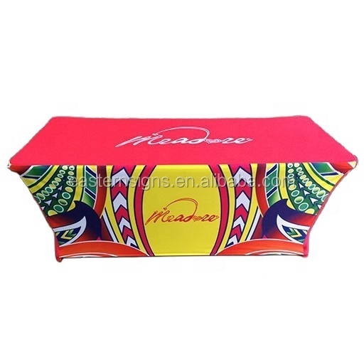 Custom 4ft 6ft 8ft Logo table cover wholesale fitted polyester tablecloth trade show table throw