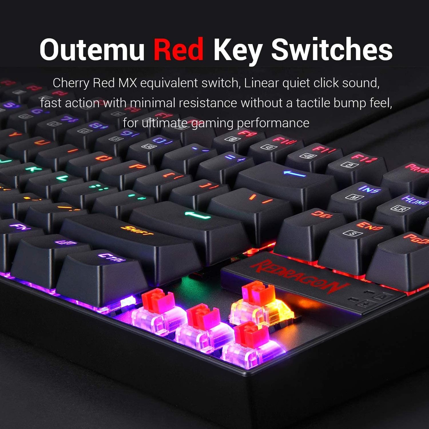 Redragon 87 Keys K552 Mechanical Gaming Keyboard RGB LED Rainbow Backlit Wired Keyboard with Red Switches for Windows Gaming PC