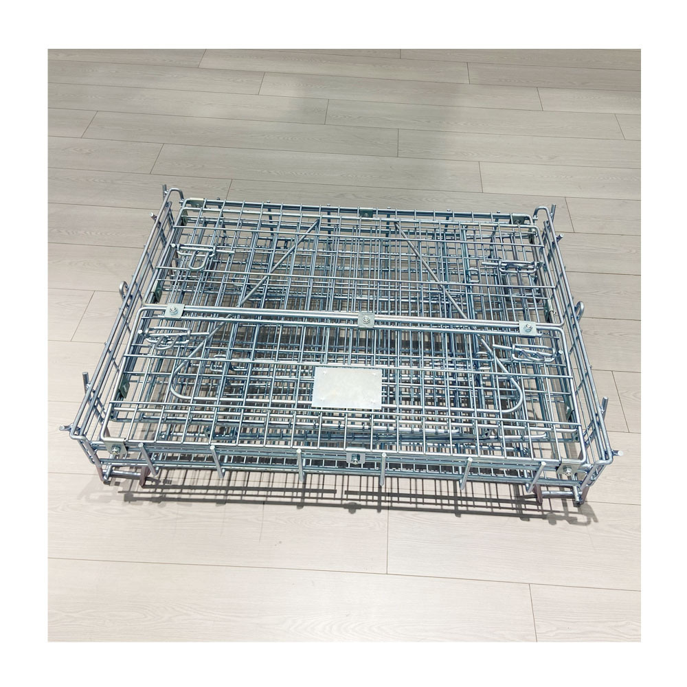 High Quality Logistics Collapsible Stackable Metal Pallet Steel Wire Mesh Container Storage Cages for Warehouse