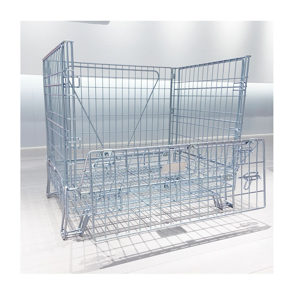 High Quality Logistics Collapsible Stackable Metal Pallet Steel Wire Mesh Container Storage Cages for Warehouse